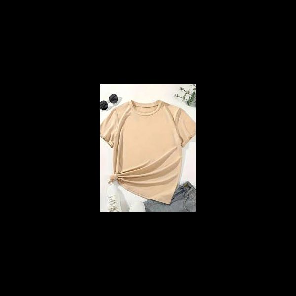 Camiseta Feminina Básica Unissex T-shirt Lisa 100% Em Algodão Bege