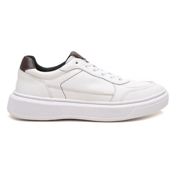 Tênis Masculino em Couro Okayama Branco Café - Estilo Minimalista e Conforto