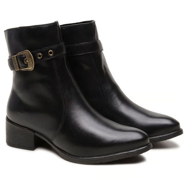 Bota Feminina Montaria Olivia Preto – Couro Legítimo e Conforto