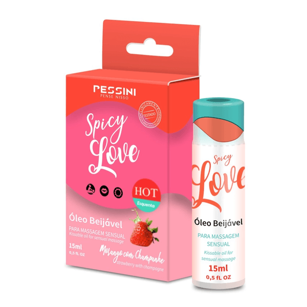 Cosmético gel para sexo oral spicy Love Morango Champanhe Pessini 15ml