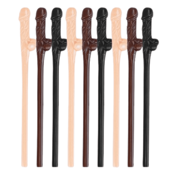 Brincadeira jogo de canudos - Kit com 9 Canudos Vagina Original Pussy Straws Bege, Marrom e Preto Copia