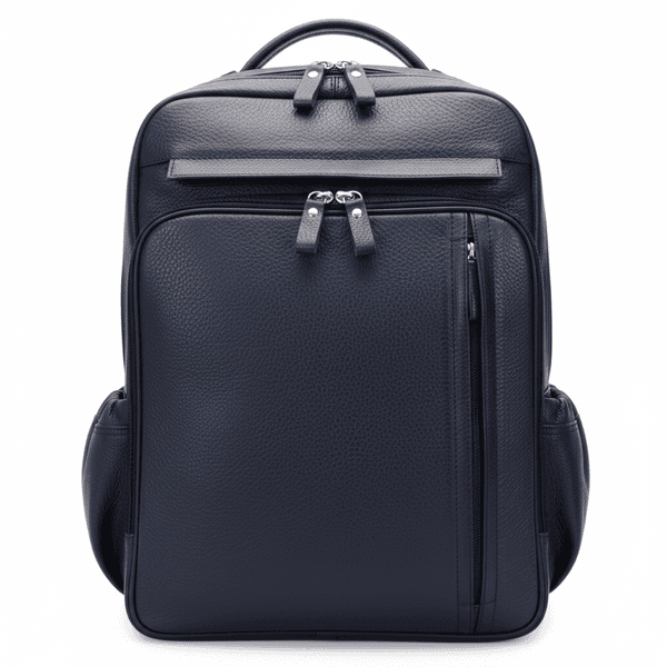 Mochila em couro 100% original azul marinho.