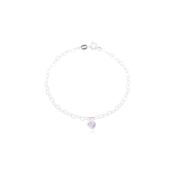 Pulseira Love Pingente Coração Color Prata 925