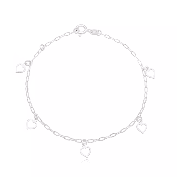 Pulseira Corações Vazados Prata 925