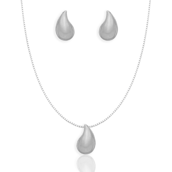 Conjunto Gota Lisa Prata 925