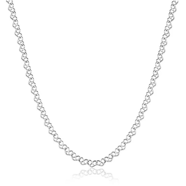 Colar Corações Trabalhados 45cm Prata 925