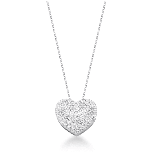 Colar Coração Cravejado Love Prata 925