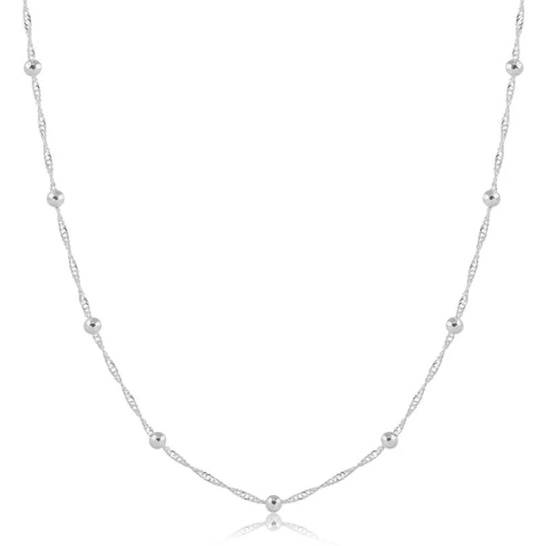 Colar Singapura Com Bolinhas 45cm Prata 925