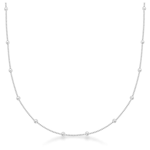 Corrente Veneziana V15 60cm Bolinha 3mm Prata 925