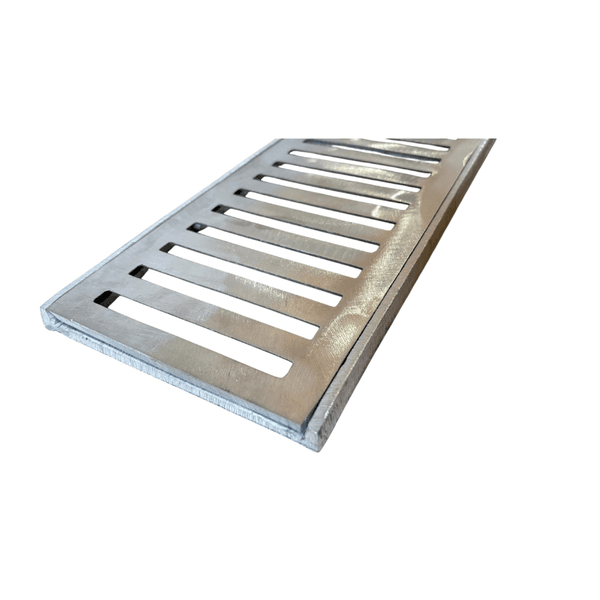 Grelha de Alumínio Polida 10X100 cm para Veículos Leves com Caixilho 