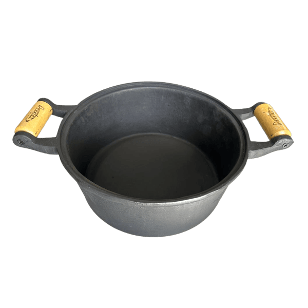 Panela de Ferro Fundido Alça Madeira e Tampa 16 cm 