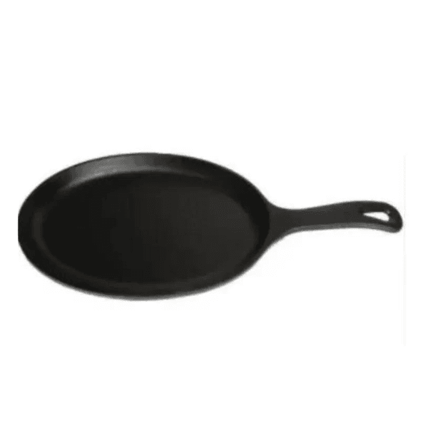 Bifeteira de Ferro Fundido Oval Com Suporte em Madeira 25x18 cm