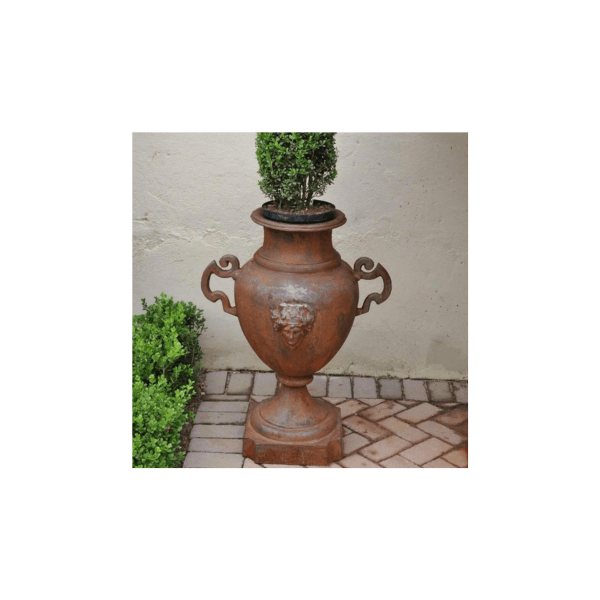 Vaso Ânfora Cara de índia em Ferro Fundido