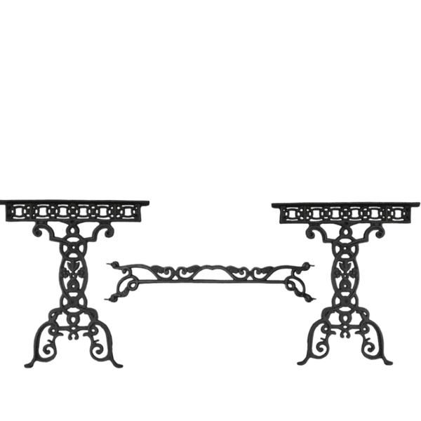 Conjunto Pé de Mesa e Trava Vila Rica em Ferro Fundido 