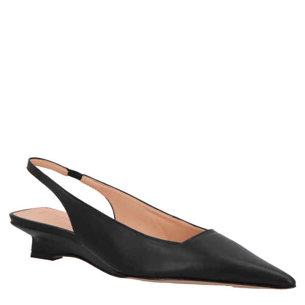 SCARPIN SLINGBACK ANABELA EM COURO PRETO