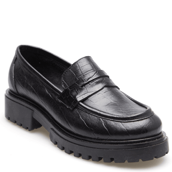 MOCASSIM TORINO COURO CROCO PRETO