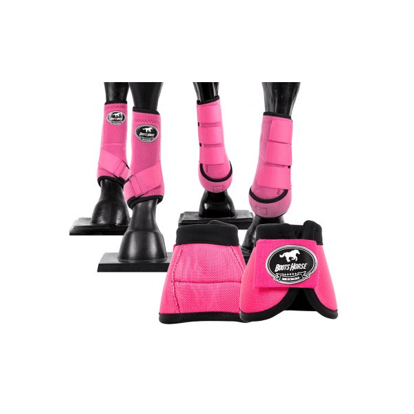 Kit Completo Cloche e Caneleiras Color Rosa Normal Boots Horse 4369