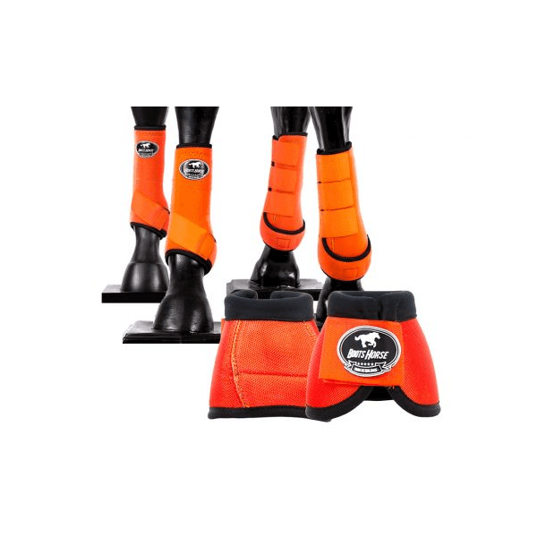 Kit Completo Cloche e Caneleiras Color Laranja Boots Horse 4373