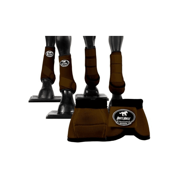 Kit Completo Cloche e Caneleiras Color Marrom Boots Horse 4378