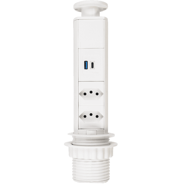 Torre de tomadas com 2 tomadas 2 USB A+B Branca