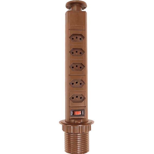 Torre de tomadas com 5 Tomadas Marrom