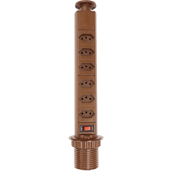 Torre de tomadas com 6 Tomadas Marrom