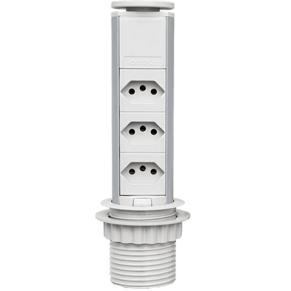 Torre de tomadas com 3 tomadas Cinza