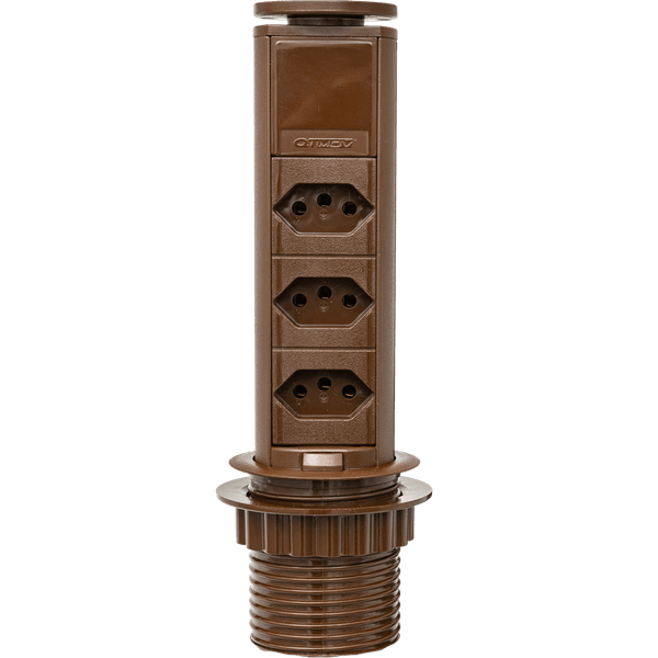 Torre de tomadas com 3 tomadas Marrom