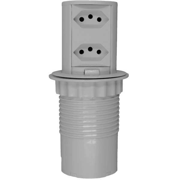 Torre de tomadas com 2 tomadas Cinza