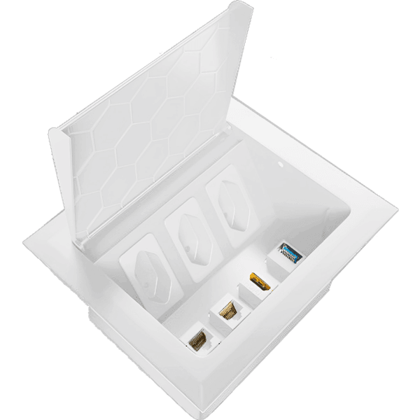 Caixa de Mesa POP 3 Tomadas + 4 Furações Branco