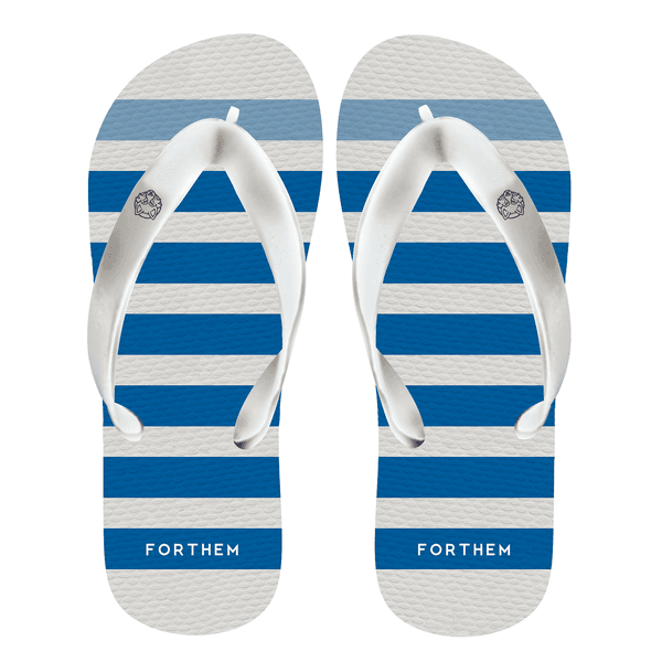 Chinelo FORTHEM Stripes Azul e Branco