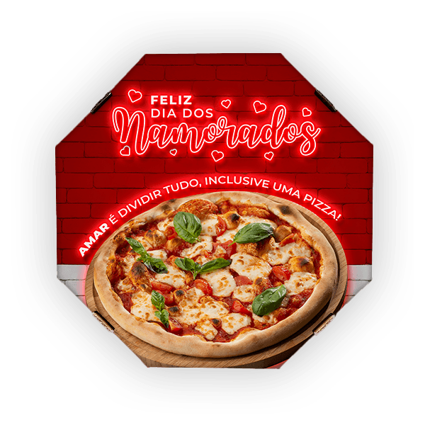 Caixas De Pizza Oitavada Fotográfica Tam. 35 - Dia dos Namorados - Pct 50 Und