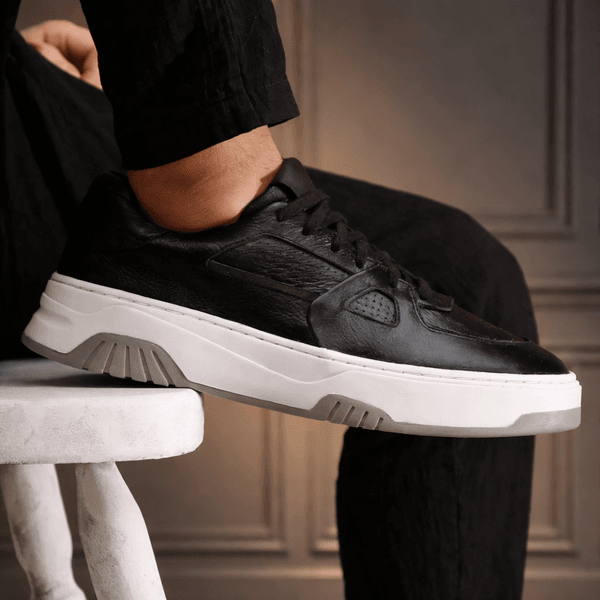 Malibu 30700 Couro Floater Preto Nobuck Grafite Sola Gelo Cinza