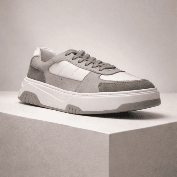 Malibu 30701 Couro Floater Branco Selaria Cinza Camurça Grafite Sola Gelo Cinza