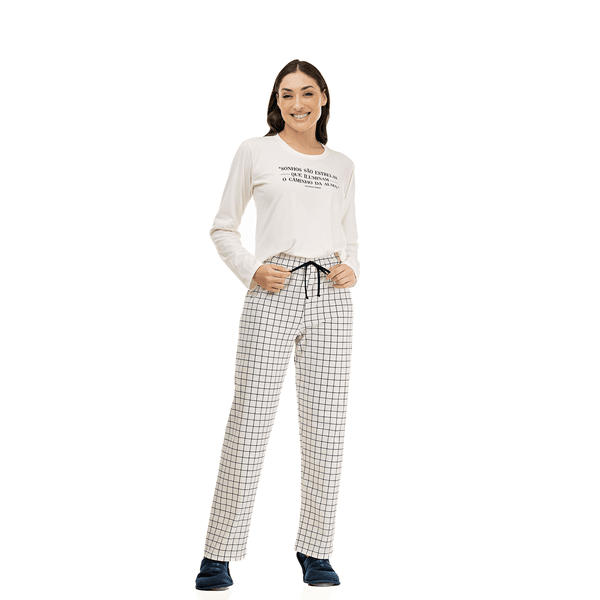 PIJAMA LONGO COM SIILK ALGODÃO OFF-WHITE - OFF-WHITE