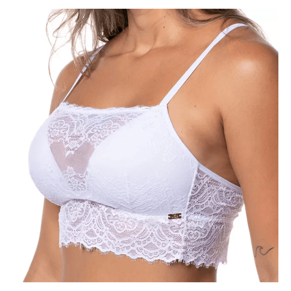TOP FAIXA EM RENDA COM BOJO SEM ARO - BRANCO
