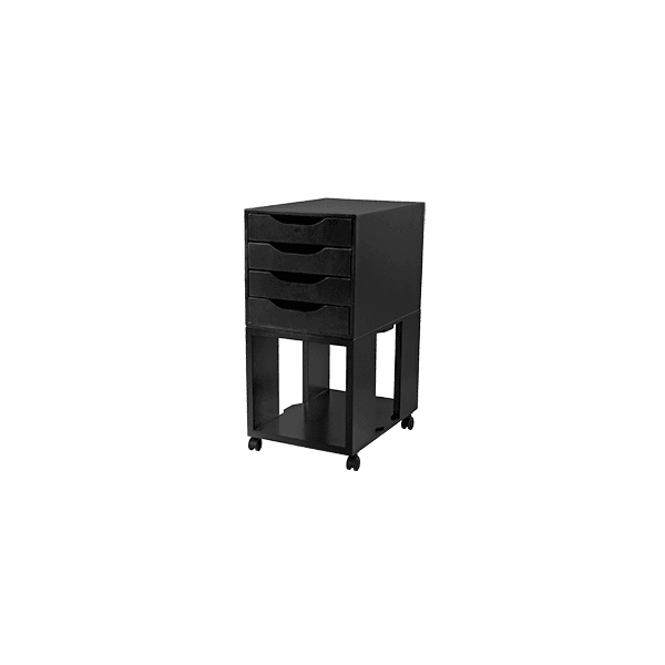 Gaveteiro De Mesa Easy Box 4 Gavetas Madeira com Base - Preto Black Piano