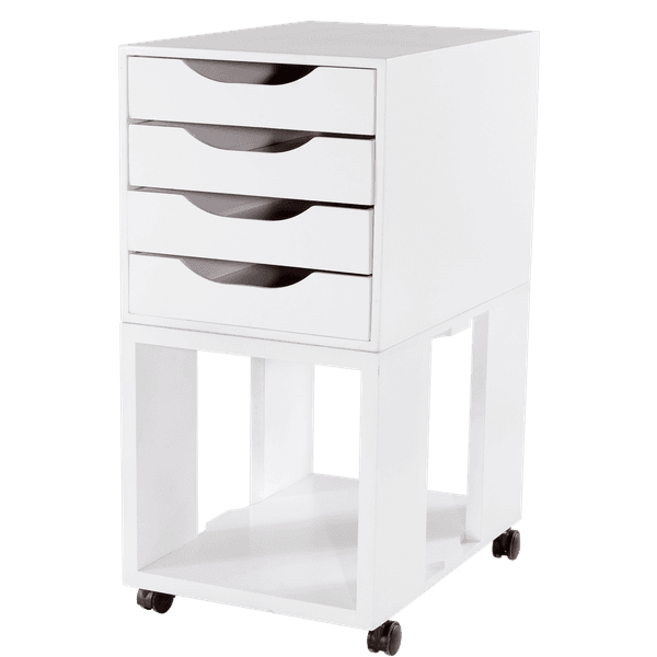 Gaveteiro De Mesa Easy Box 4 Gavetas Madeira com Base - Branco