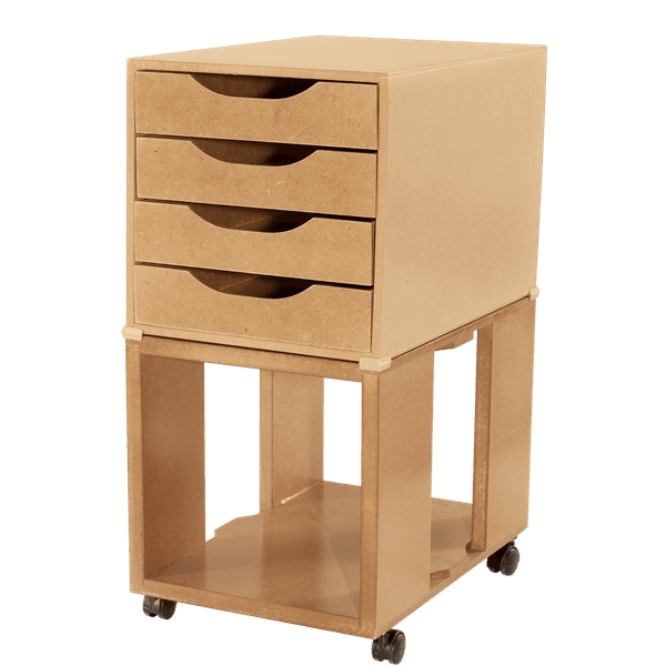 Gaveteiro De Mesa Easy Box 4 Gavetas Madeira com Base - Natural