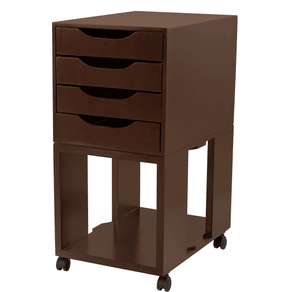 Gaveteiro De Mesa Easy Box 4 Gavetas Madeira com Base - Tabaco
