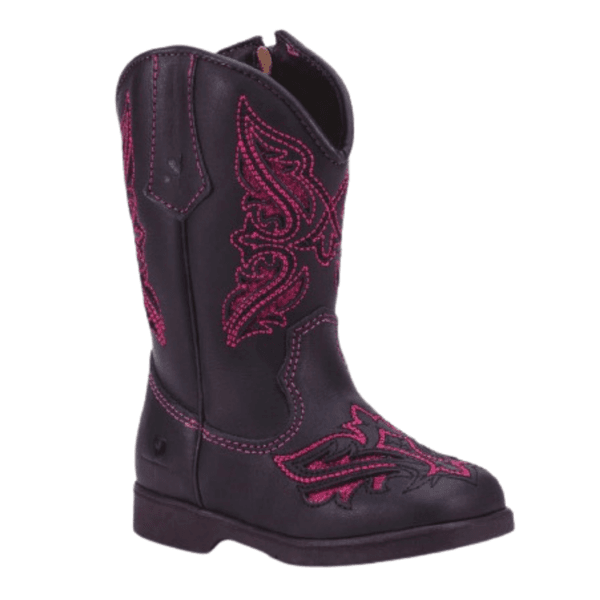 BOTA TEXANA FEMININA INFANTIL PRETA BORDADO LASER 