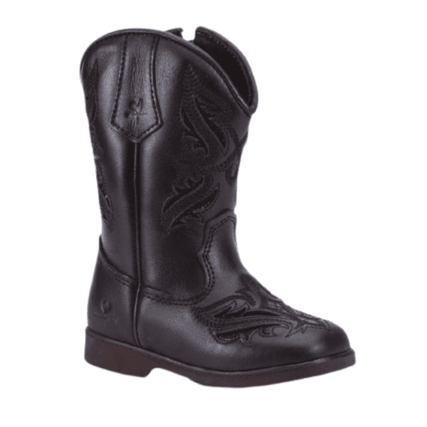 BOTA TEXANA FEMININA INFANTIL PRETA BORDADO LASER 