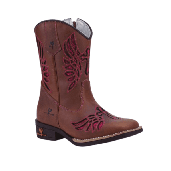 BOTA TEXANA JUVENIL FEMININA FÓSSIL PINHÃO BORDADO PINK LAISER