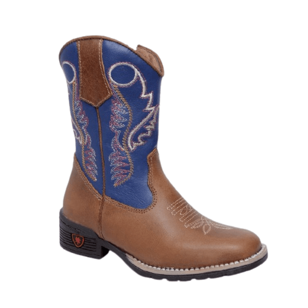 BOTA TEXANA JUVENIL CARAMELO COM AZUL 