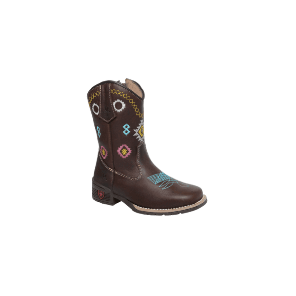 BOTA TEXANA FEMININA JUVENIL NAPA CAFÉ COM BORDADO