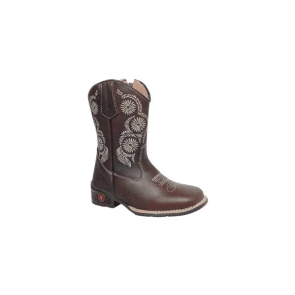 BOTA TEXANA JUVENIL FEMININA NAPA CAFÉ COM BORDADO BEGE