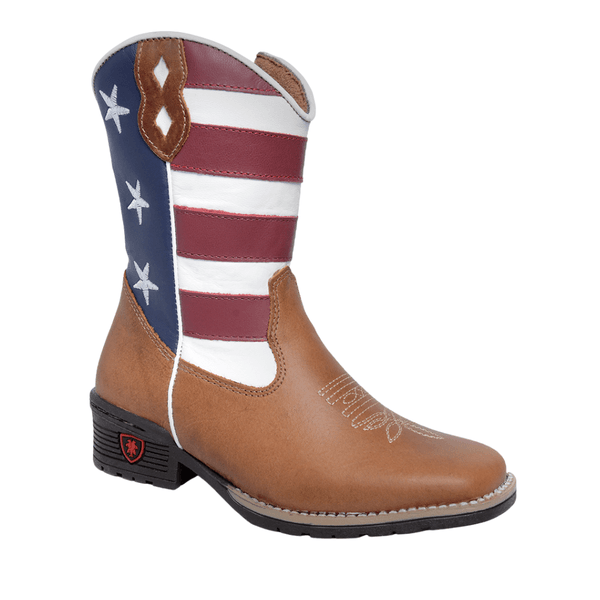 BOTA TEXANA MASCULINA JUVENIL FÓSSIL CARAMELO ESTILO AMERICANA