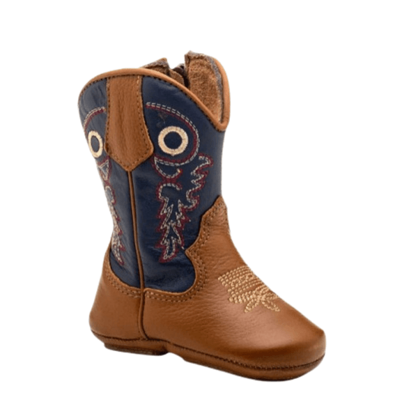 BOTA BEBE TEXANA EM COURO CARAMELO COM ROYAL