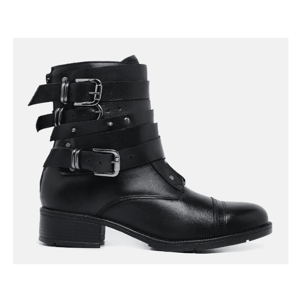 Bota Cano Baixo Com Fivela Elisa Preta