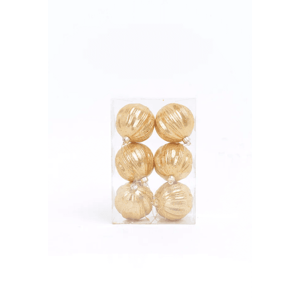 Jogo 6 Bolas Texturizadas Brilho Dourado 8cm Cromus Natal
